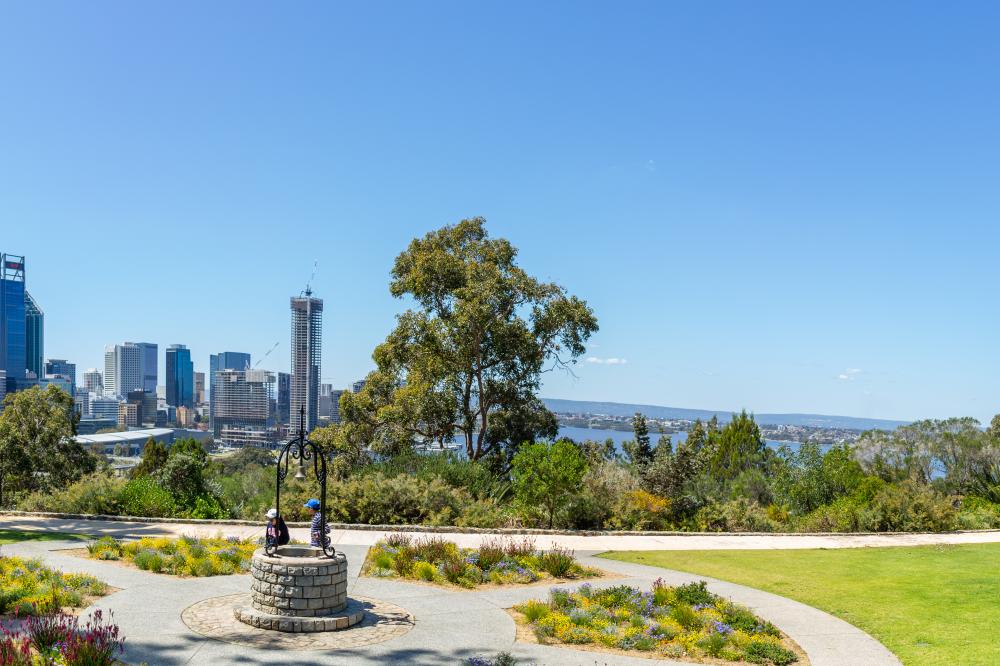 Rotary Wishing Well and Perth city