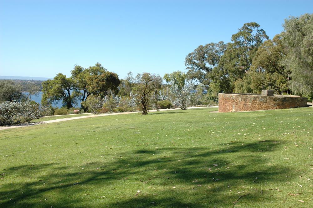 Roe Gardens North is an elevated lawn that looks out on the Perth skyline and the Canning river.