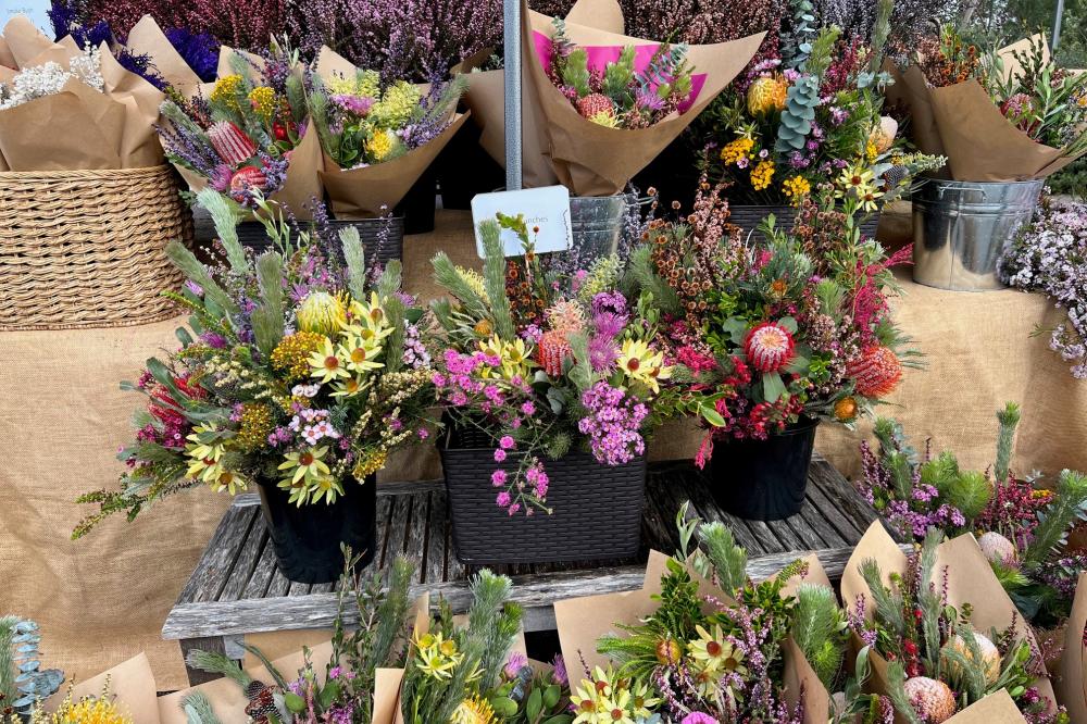 Native flower bouquet display.