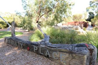 Variety Place wooden playground at Saw Ave Picnic Area