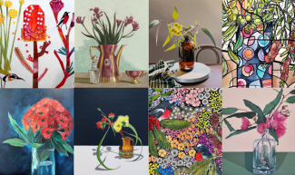 Montage of flower paintings.
