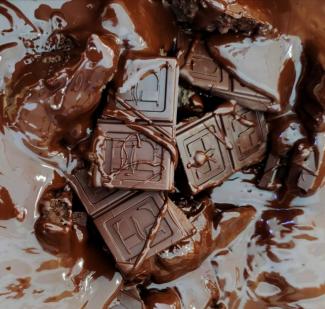Pieces of chocolate melting