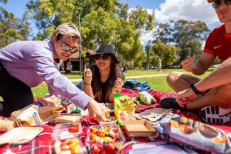 A family enjoying a picnic.