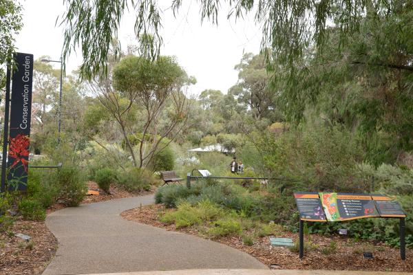 Conservation garden with path and signage